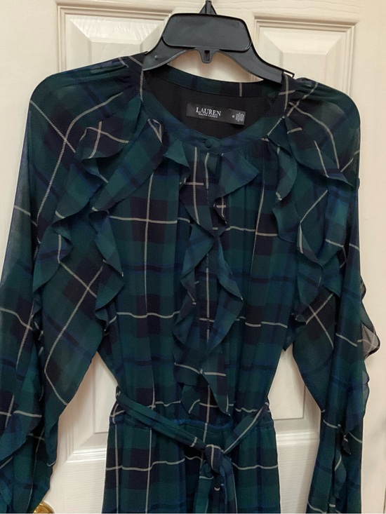Lauren Ralph Lauren Dresses & Skirts - Lauren Ralph Lauren Dark Green Plaid Ruffle Tie-Waist Dress